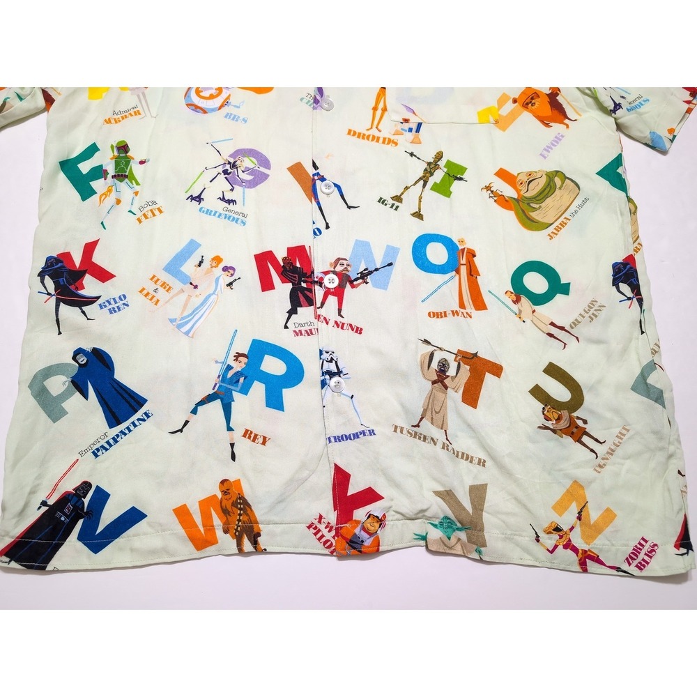 STAR WARS Celebration Mandalorian Alphabet Button Up Hawaiian Shirt Shag Art XL - Picture 6 of 11